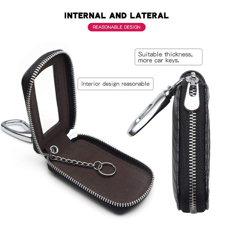 Universal Premium Car Key Fob Case Genuine Leather Car Smart Key fob Holder for Remote Key Fob Universal A-black-2