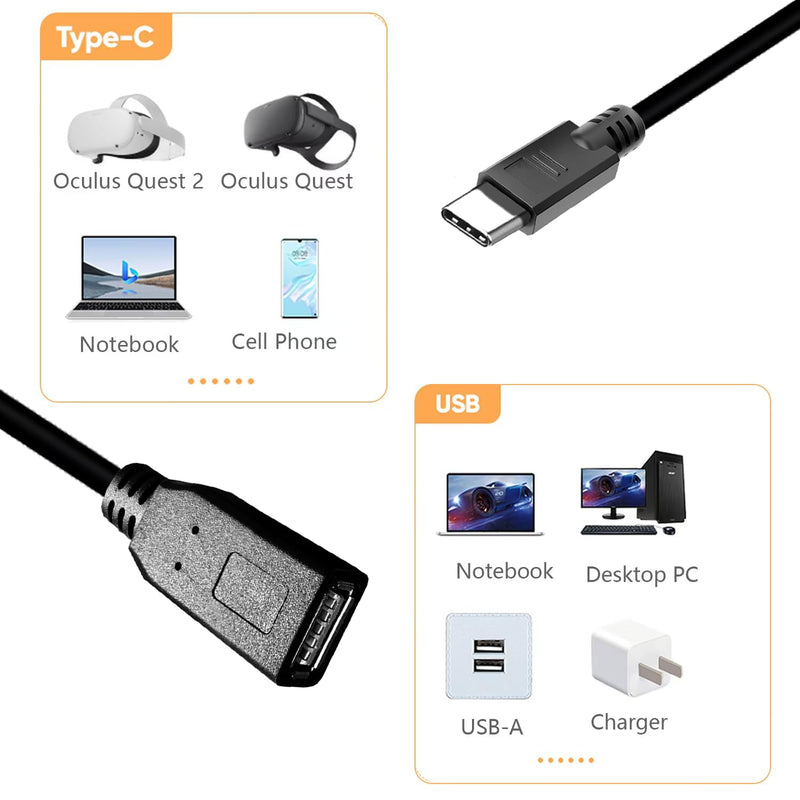 Long USB2.0 A to C Cable 60FT,USB2.0 A Female Cable to USB C Male Cable usb2.0 Data Compatible with Hard Drive, Camera, DVD Player, TV, Flash Light, Hub, Monitor, Speaker, and More