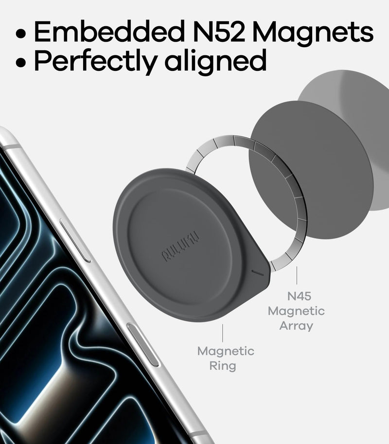 Aulumu AC01 for MagSafe Sticker | Multifunctional Magnetic Pad | Compatible with Double-Sided Magnetic Accessories | Reusable | for Bathrooms, Refrigerators, Kitchens, Screens, etc. | Gray