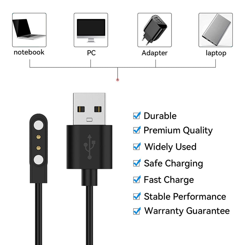 Charger Cable Intended for Cubitt CT4/CT3/CT2 Pro/CT2S Smart Watch Charger 1.6ft USB Portable Magnetic Charging Cord Cable Compatible with Cubitt CT4/CT3/CT2 Pro/CT2S Replacement Charger (Black&White) Black&White