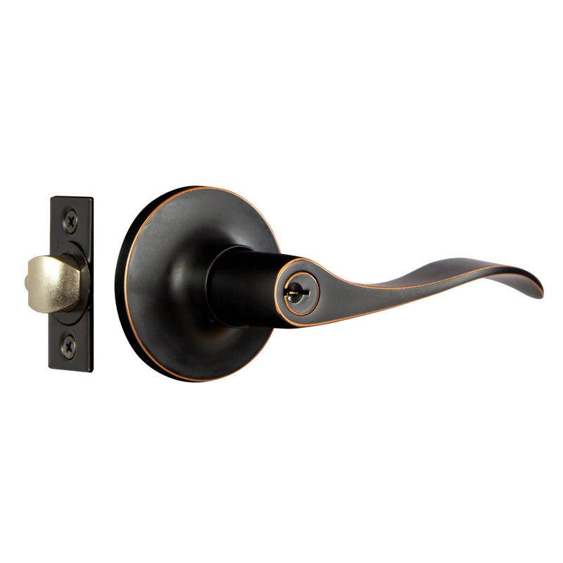 Design House 727982 Stratford 6-Way Universal Entry Door Lever Oil Rubbed Bronze 1 Pack Entry - Keyed
