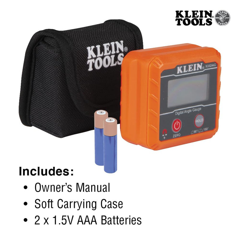 Klein Tools 935DAG Digital Electronic Level and Angle Gauge, Measures 0 - 90 and 0 - 180 Degree Ranges, Measures and Sets Angles Gauge / Level