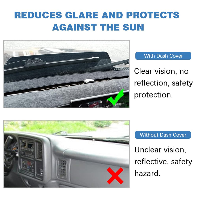 Dashboard Cover Compatible with 2007-2013 Chevy Silverado GMC Sierra with Two Glove Boxes Dash Cover Mat Black Premium Carpet 2007-2013 Silverado and Sierra