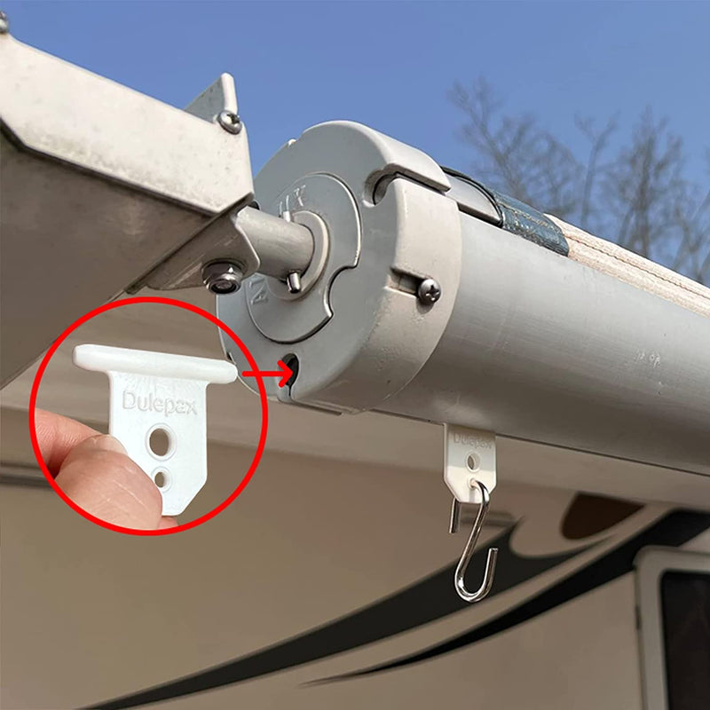 Dulepax RV Awning Hooks, RV Awning Light Clips for Christmas Camping Awning Lights Decor, Hang Clothes,Hang Plants and More.Easily Slide Into Awning Roller Bar Channel (12 PCS) 12pcs hooks