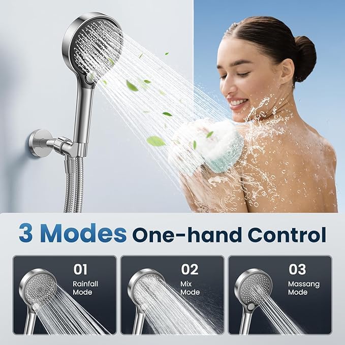 Filtered Shower Head with Handheld, High Pressure for Hard Water | 3 Spray Modes, Adjustable Angle Shower Head Water Softener, Removable Showerhead with Replacable Filter-59ft Hose