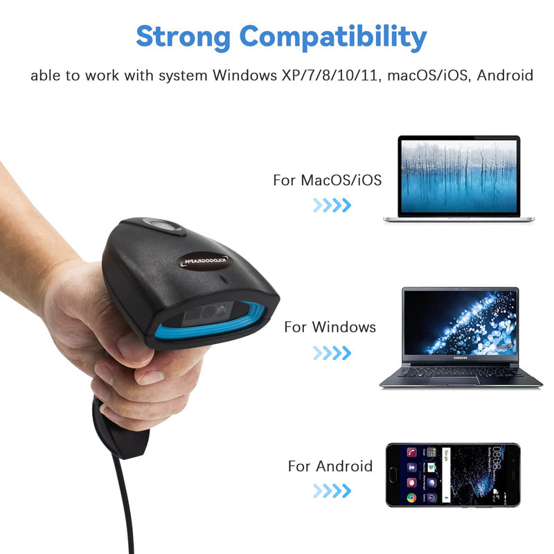 KILOGOGRAPGH Bluetooth QR Code Scanner U2B - Book Scanner for Personal Library Libib, QR Code Scanner for Laptop Computer Mac iPhone Android, 2D Wireless Bluetooth Barcode Scanner (Without Stand) without stand