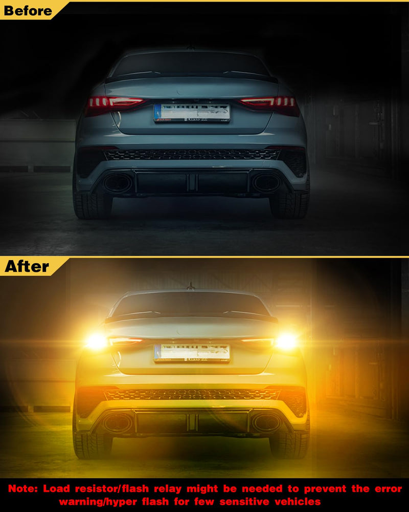 LUYED 3157 LED Bulb Amber Yellow 1800 Lumens Super Bright 3056 3156 3057 4157 LED Bulbs with Projector for Turn Signal Tail Brake Blinker Parking Lights,Pack of 2