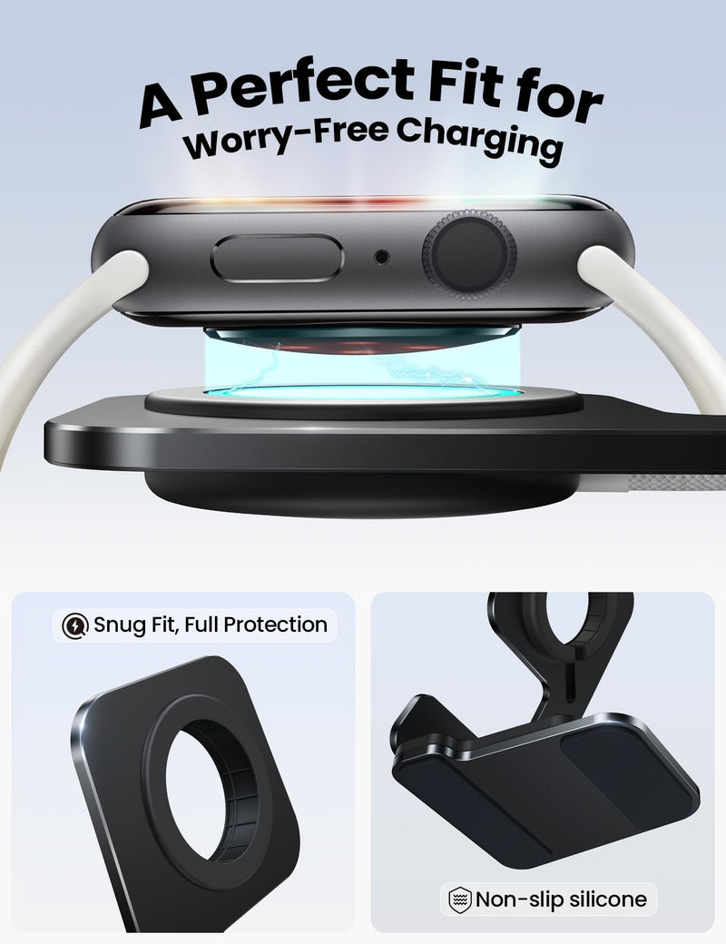 JOYROOM Watch Stand for Apple Watch Magnetic Fast Charging- Desk Charger Stand Holder Dock for Apple iWatch Ultra3/2/1, Series 11/10/9/8/7/6/5/4/3/2/1, SE3/2/1 (49/46/45/44/42/41/40/38mm)(Black) Black