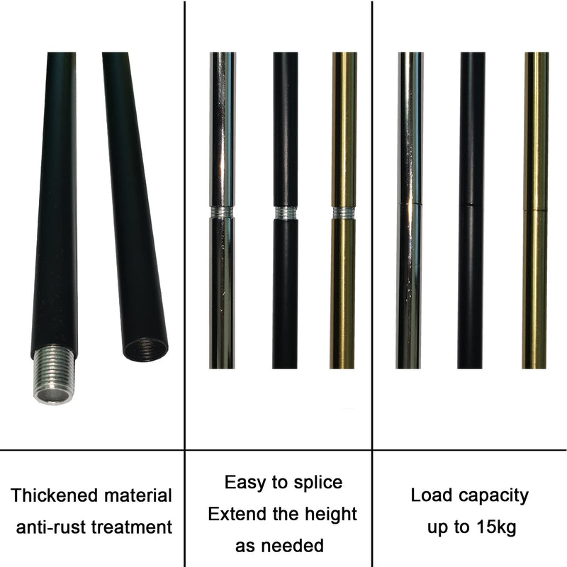 N//A HALIGATE Matte Black M12 Threaded Extension Rod for Pendant Light, Island Lighting, Chandeliers,Lighting Fixture Downrods & Stems,12 Inches