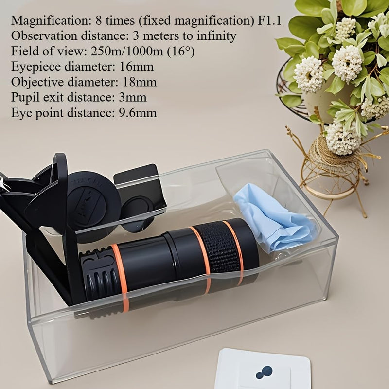 1pc 8X Zoom Lens for Smartphones, PVC Clip-On Camera Lens with Special Effects, Universal Phone Photography Accessory, No App Required Easy Clip Design