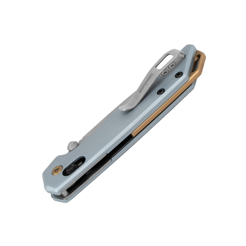 Kershaw Mini Iridium Folding Pocket Knife, 3 inch D2 Steel Blade, DuraLock, Aluminum Handle, Pocketclip Gray