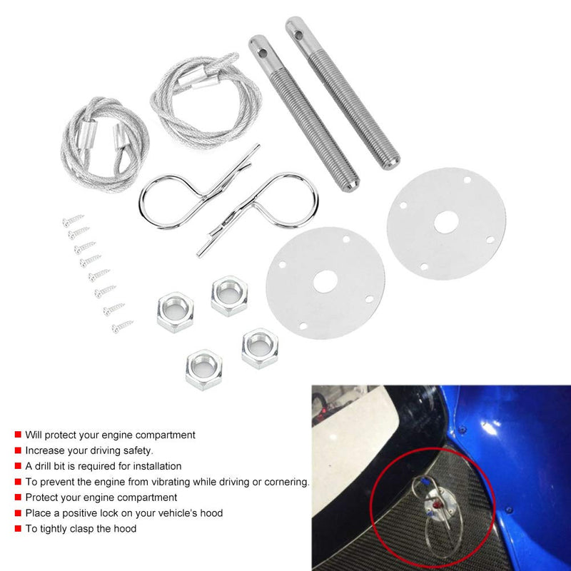 Watris Veiyi Hood Pins for Truck - 4in Threaded Engine Hood Pin Plate Lock, Car Modified Accessory