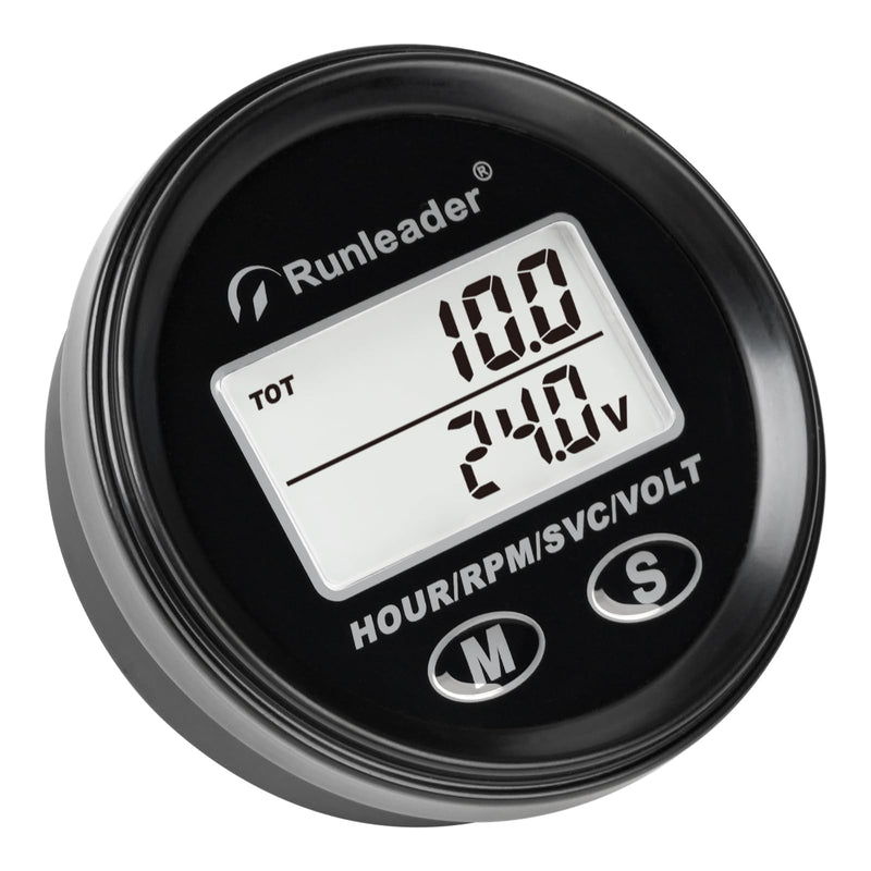 Runleader DC 8V to 65V Digital Hour Meter RPM Meter,Battery Volt Meter,Backlight Display,Waterproof Design for Lawn Mower Generator Outboard Motor Boat ATV etc.