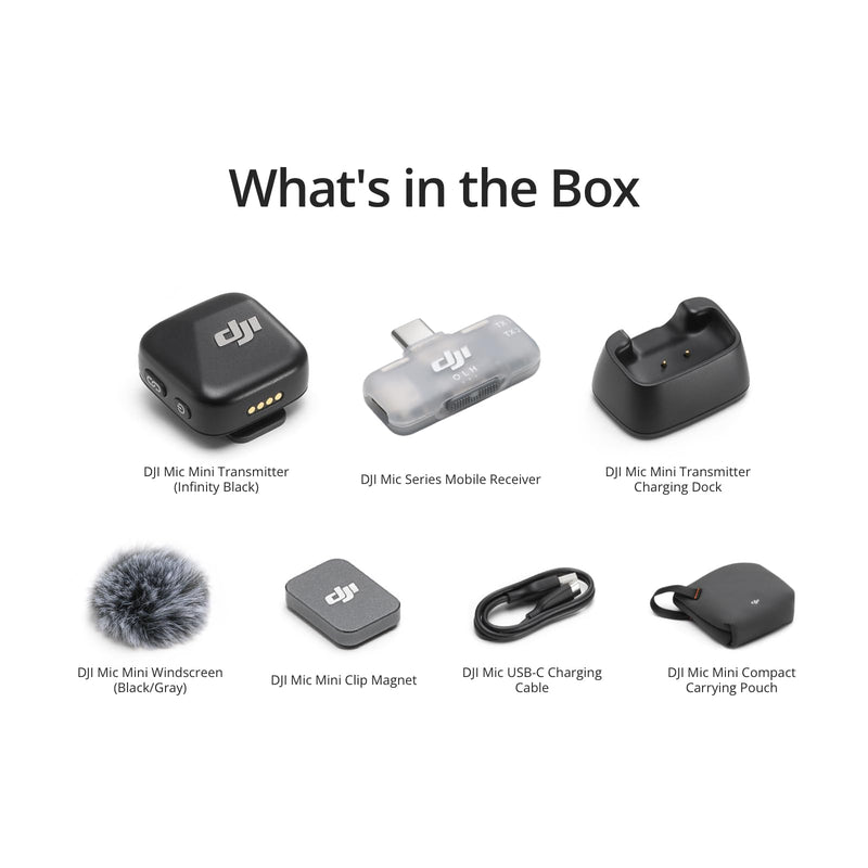DJI Mic Mini (1 TX + 1 Mobile RX), Wireless Microphone for Smartphone | iPhone 17/16/15 & Android, USB-C Plug and Play, Compact & Lightweight, Cross-Gen Pairing, Noise Canceling DJI Mic Mini (1 TX + 1 Mobile RX)