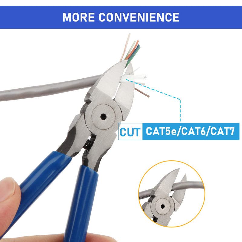 RJ45 Crimp Tool Kit Pass Through Ethernet Cat6 Cat6a Cat5e Crimping Tool with 20PCS Cat6 Pass-Thru Connectors,20 Covers,1 Wire Cutter Plier,1 Mini Wire Stripper and 1 Network Cable Tester Tool Kit 07