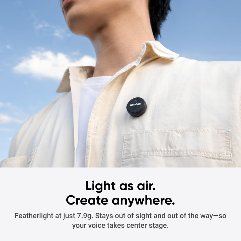 Insta360 Mic Air (1 TX + 1 RX), Noise Cancelling, 300m Range, Wireless Microphone for USB-C iPhone/Android/PC/Mac, Vlog, Streaming Mic Air (1 TX + 1 RX)