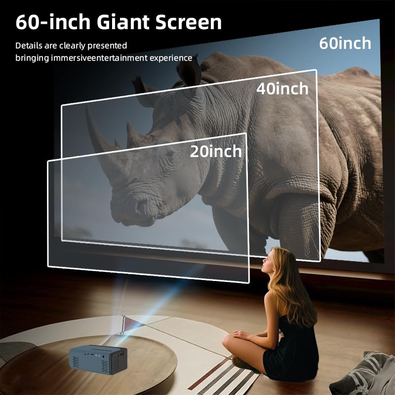 Mini Projector, HD 1080P WiFi Video Projector, Portable Outdoor Projector with Tripod, Gift for Kids, Home Theater Movie Phone Projector Compatible with USB, AV, Smartphone/Tablet/Laptop (cyan) cyan