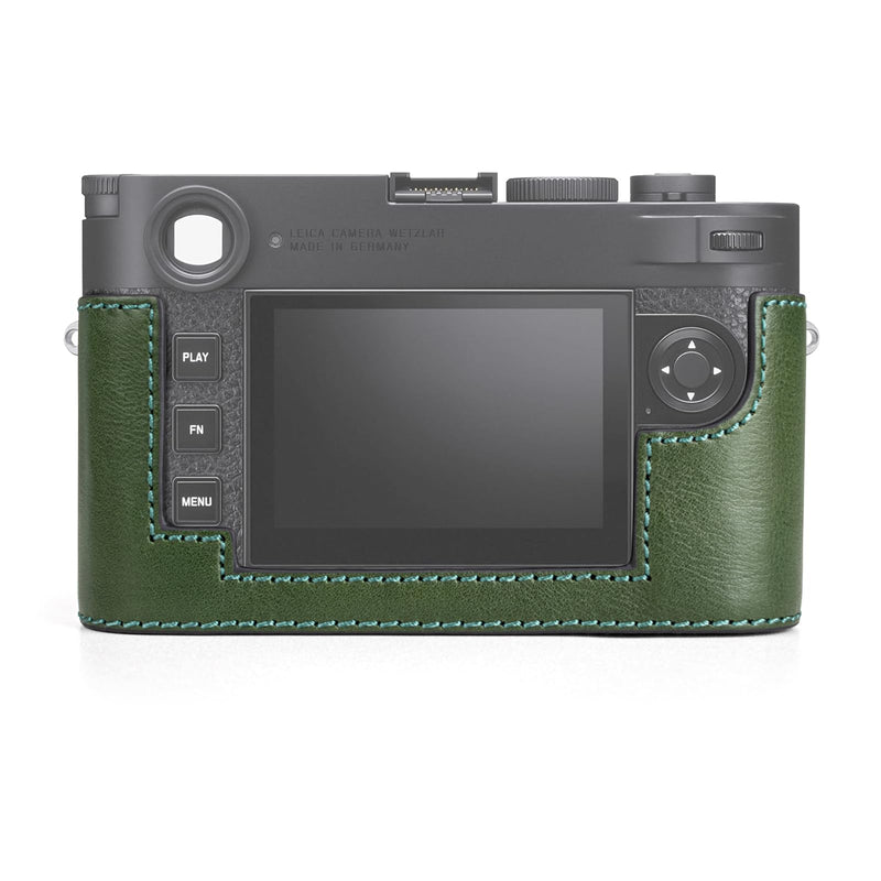 MUZIRI KINOKOO Case for Leica M11 M11-P M EV1, Premium Genuine Leather Protective Half Case for Leica M11/M11-P/M-EV1 Camera, with Hand Grip and Opening Bottom Design - Green