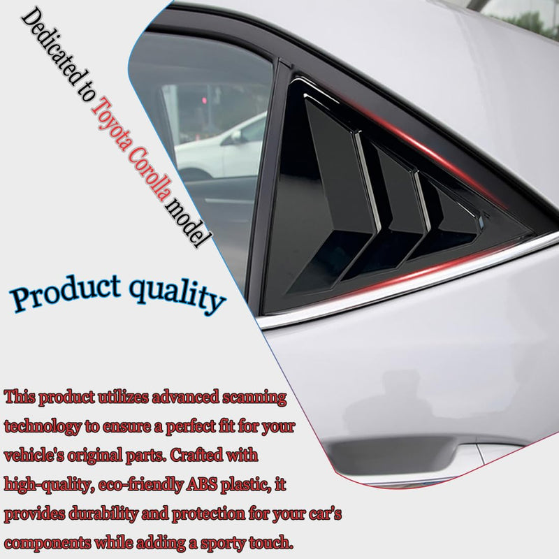 2Pcs Side Vent Window Louvers for Toyota Corolla 2014-2019, ABS Print Sport Window Decorative Covers, Exterior Trim Accessories - Bright Black