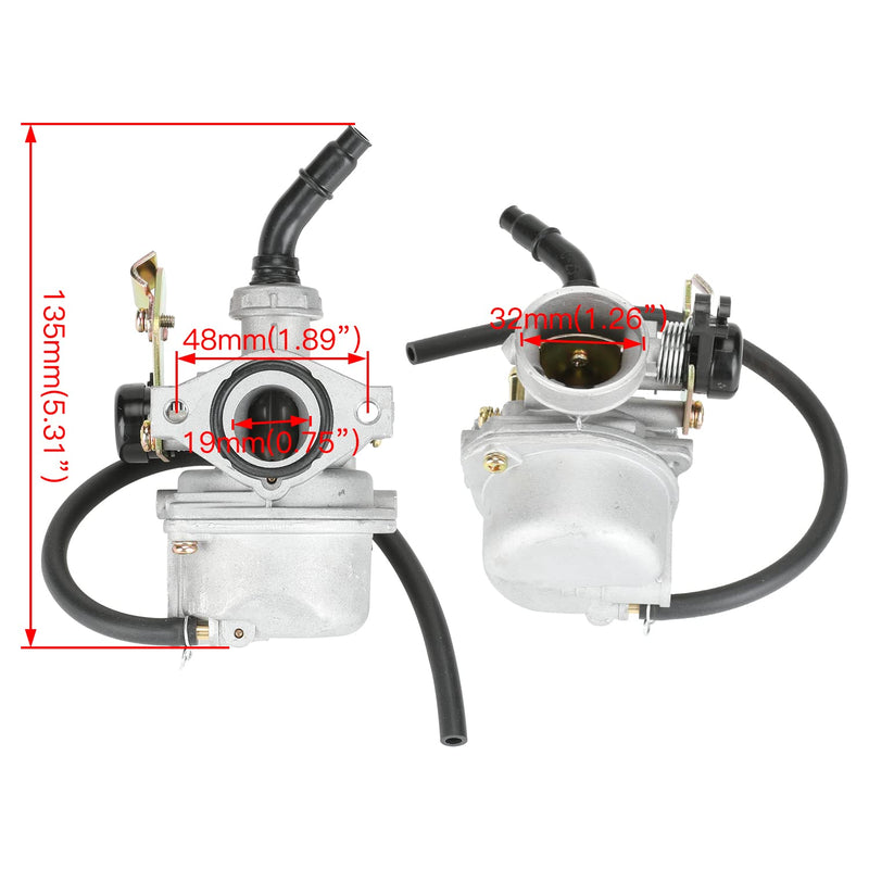 YOXUFA PZ19 Carburetor Carb Cable Choke for TaoTao Baja Kazuma Loncin Sunl Peace Sports Kayo Fox SSR Lazer 6 Kandi 50 70 90 110 125cc Chinese 4 Wheeler ATV Quad Pit Dirt Bike Go Kart Cart Moped Parts red