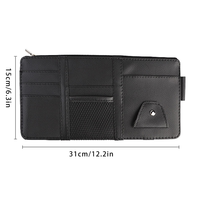 2 Packs Car Sun Visor Pocket Organizer for Car Truck, Car Visor Storage Pouch with Big Zipper Pocket, Card Sleeve Pocket Organizer, Drving License, Insurance, Sunglasses, Pen, Key, Phone, Lipstick 2PCS, Black