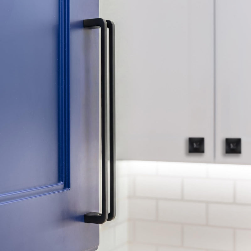 BOZWELL Matte Black Cabinet Pulls, Heavy Duty Solid zinc Alloy 5 Inch（128mm） Hole Center Vintage Brass Square Kitchen Drawer Handles for Cupboard Hardware Handles 6 Pack BZ7600 5 In Hole Centers