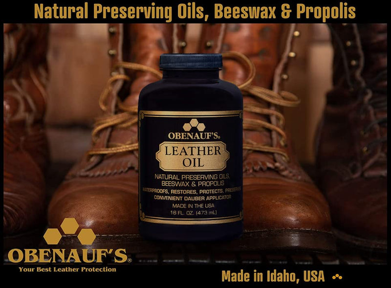 Obenauf's Leather Conditioner - Leather Oil (16oz) - Restore and Protect Leather Boots, Jackets, Purses as Well as Car Leather, Leather Furniture and Much More - Made in The USA (with Applicator) 16 Fluid-oz