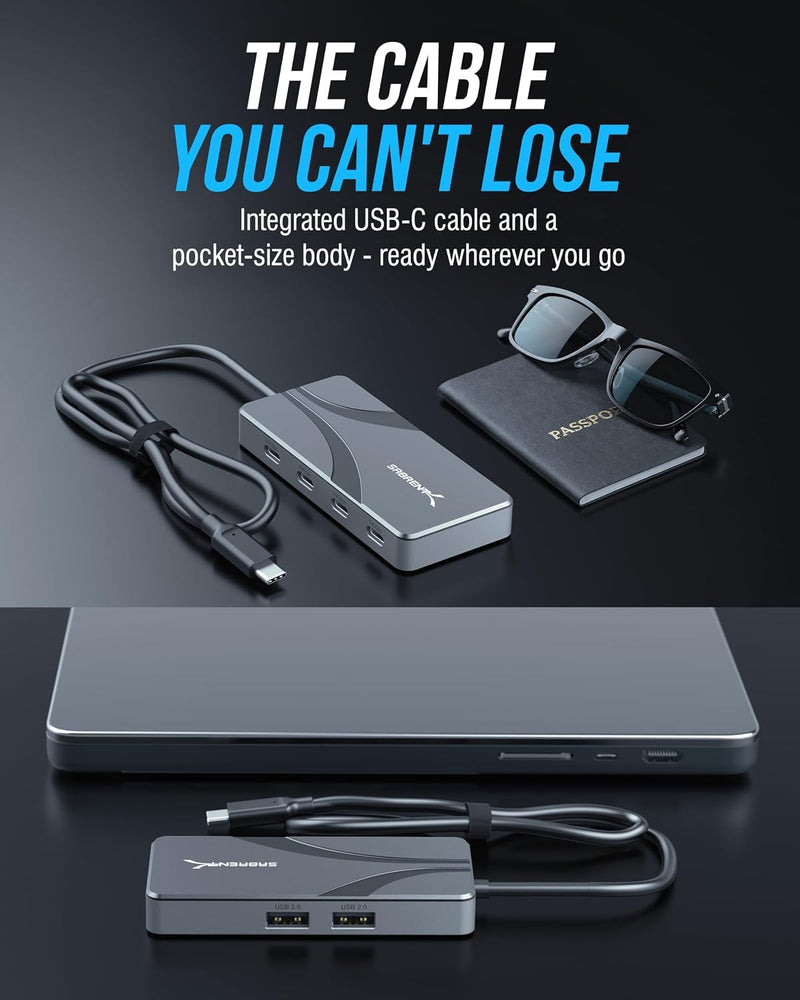SABRENT OMNIPORT 6B USB-C Hub, 6-Port, 100W PD (HB-UC7C) | 4x 10Gbps USB-C + 2 USB-A; 100W PD; USB-C to USB-C data hub; MacBook, laptops, tablets