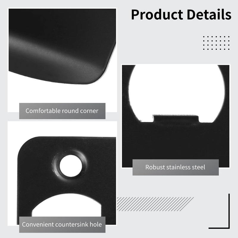 12 Pcs Door Strike Plates, Stainless Steel Deadbolt Strike Plates, Full Lip Round Corner Strike Plates, Black Door Reinforcement Kit, Fit Most Standard Wooden Doors and Locks (Black)