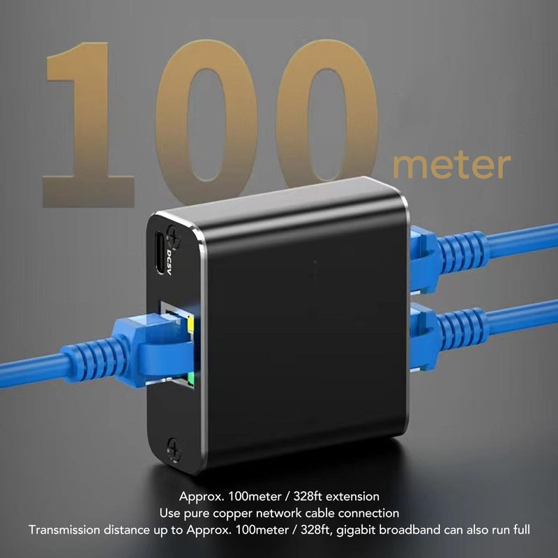 Gigabit 1000Mbps RJ45 Ethernet Splitter 1-Port to 2-Port Network Adapter Shares 2 Devices with USB Power Cable Compatible with Cat5 Cat5e Cat6 Cat7 Cables for Router Modem Extension