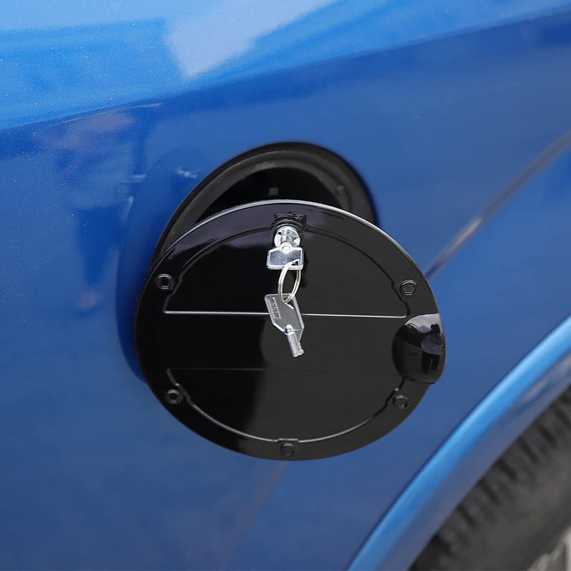 Linskip Fuel Tank Cap Cover with Lock Replacement for Ford F150 & f150 Raptor 2015 2016 2017 2018 2019 2020, Sporty Style Gas Door Cover for 2015-2020 F150 Exterior Accessories(Lock, Black) Black A with lock