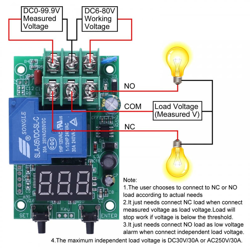 Voltage Monitor Module, A30-U1 DC 0-99.9V Delay Relay Controller Board for Overvoltage Undervoltage Control Voltage Detection