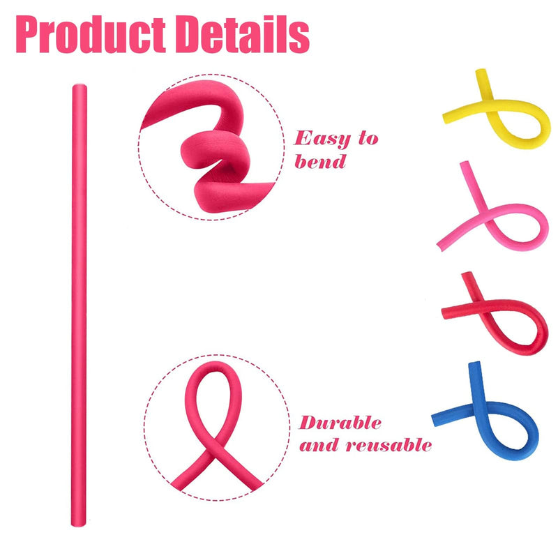 10Pcs Flexi Rods for Hair, Curlers Rollers Long and Short Hair Heatless Magic Sleeping Styling DIY Salon Bendy Rollers, Curling Rod Flexible Rods, blue, purple, pink, yellow, red