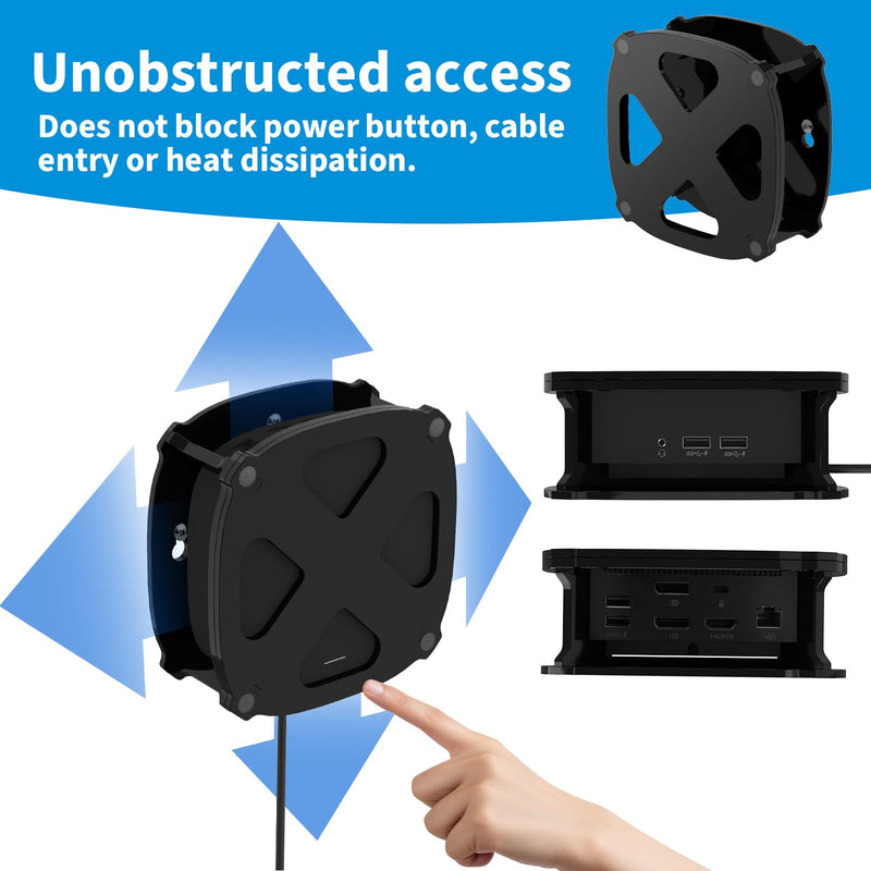 Wall and Under Desk Mount for HP USB-C Dock G5, Acrylic Docking Station Mounting Holder Compatible with HP USB-C Dock G5, for HP USB-C/A Universal Dock G2 (Black Holder Only)