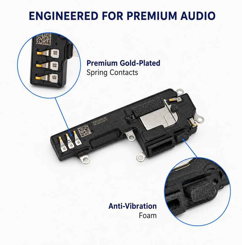 Loud Speaker Replacement for iPhone 14 - Ringer Buzzer Assembly with Back Glass Seal Adhesives & Dust Meshes - Compatible with A2649 A2881 A2882 A2883 A2884