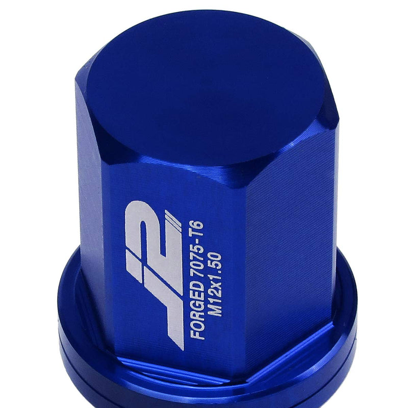 J2 Engineering 20 Pcs 7075 Aluminum Closed End M12 x 1.5 Lug Nuts Set w/Socket Adapter, Blue, Fit Conical Seat, LN-T7-006-15-BL