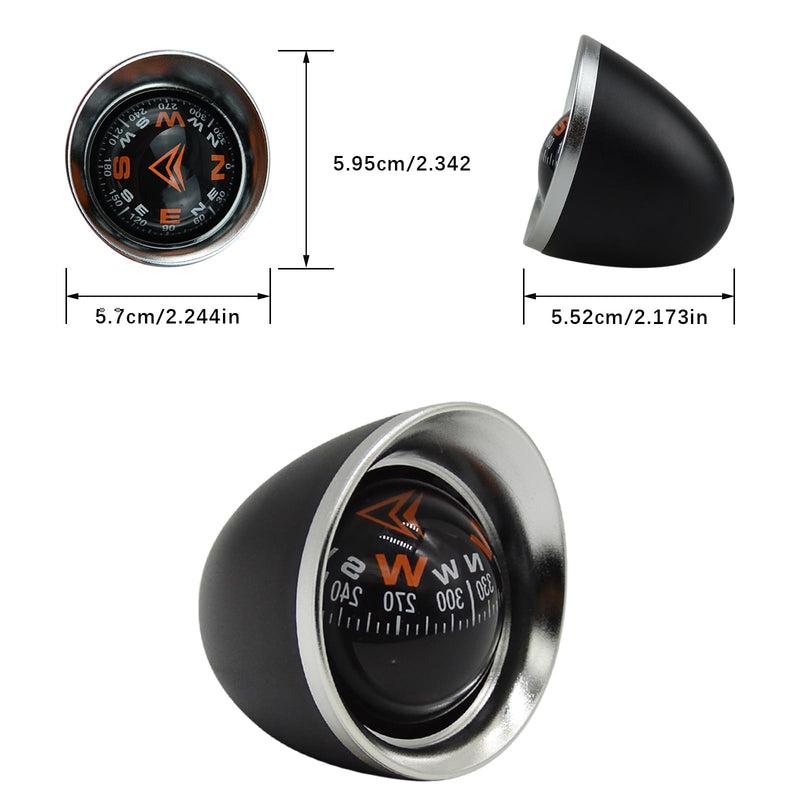 Mini Car Ball Compass, Marine Compass Interior Mount Dash Guide Hiking Accessories with Adhesive Tape, Automotive Dashboard Vehicle Direction Navigation Ball for Boat Car Truck Ship Outdoor