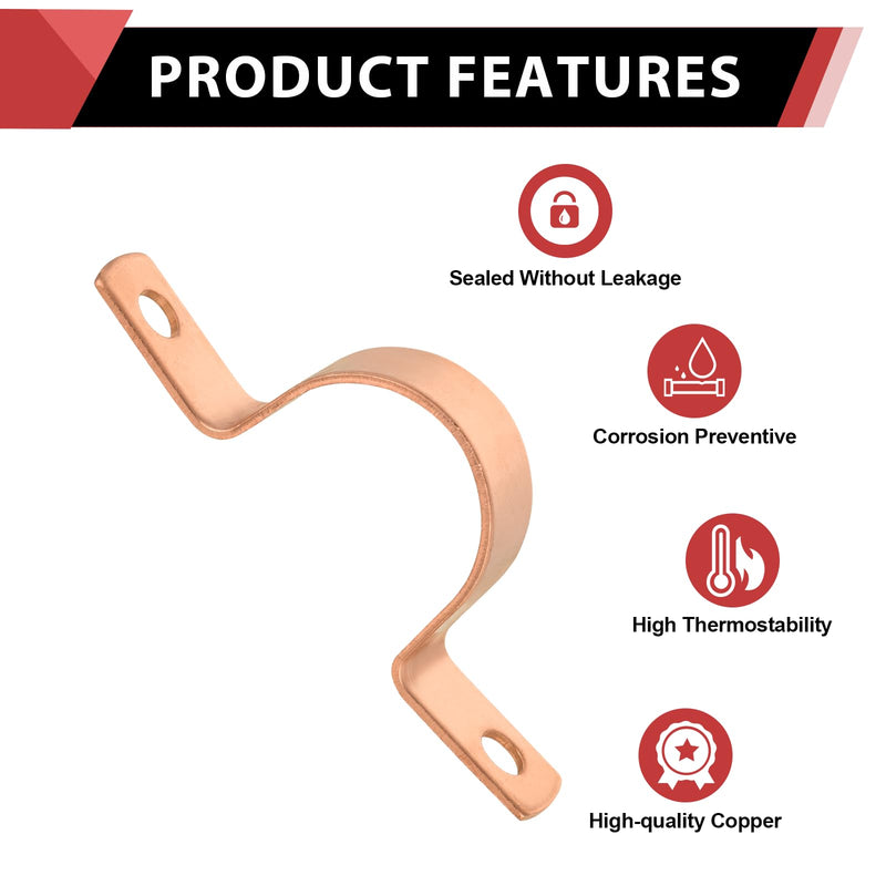 30-Pack EFIELD 3/4-Inch Copper Pipe Strap, Two-Hole Clamp Mount, Copper Made, Pro Pack, (COPPER024)