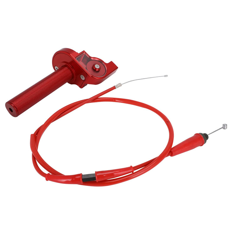 JFG RACING Motorcycle Throttle Assembly,7/8" 22mm Quick Twist Throttle Grips With Throttle Cable Aluminum Alloy Universal For CRF50 KLX SSR TTR 110 125 150 200 250cc Dirt Pit Bike ATV Mini Bike Red Normal