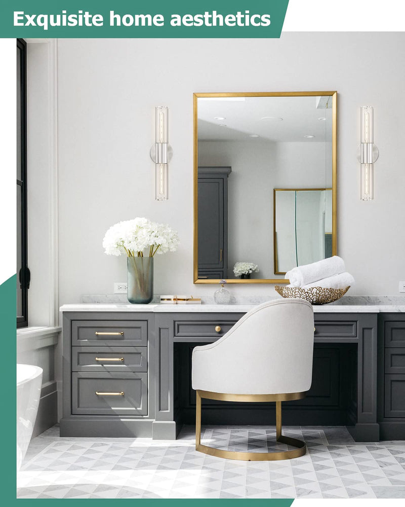 Bathroom Vanity Light Fixture, 2-Light Brushed Nickel Wall Sconce Lighting Fixture with Clear Glass, Indoor E26 Stocket Silver Wall Lamp for Mirror Living Room Hallway(Bulb Not Included) 1 Count (Pack of 1)