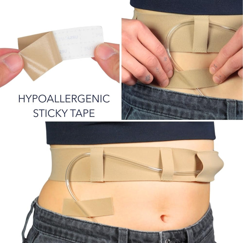Peritoneal Dialysis Tube Belt - Slim, Soft and Stretchy PD Catheter Belt - Safe for Skin - Made in the UK - Peg Tube Supplies - Medical Peritoneal Dialysis Accessories (Medium - 29″-42″, Beige) Medium - 29″-42″