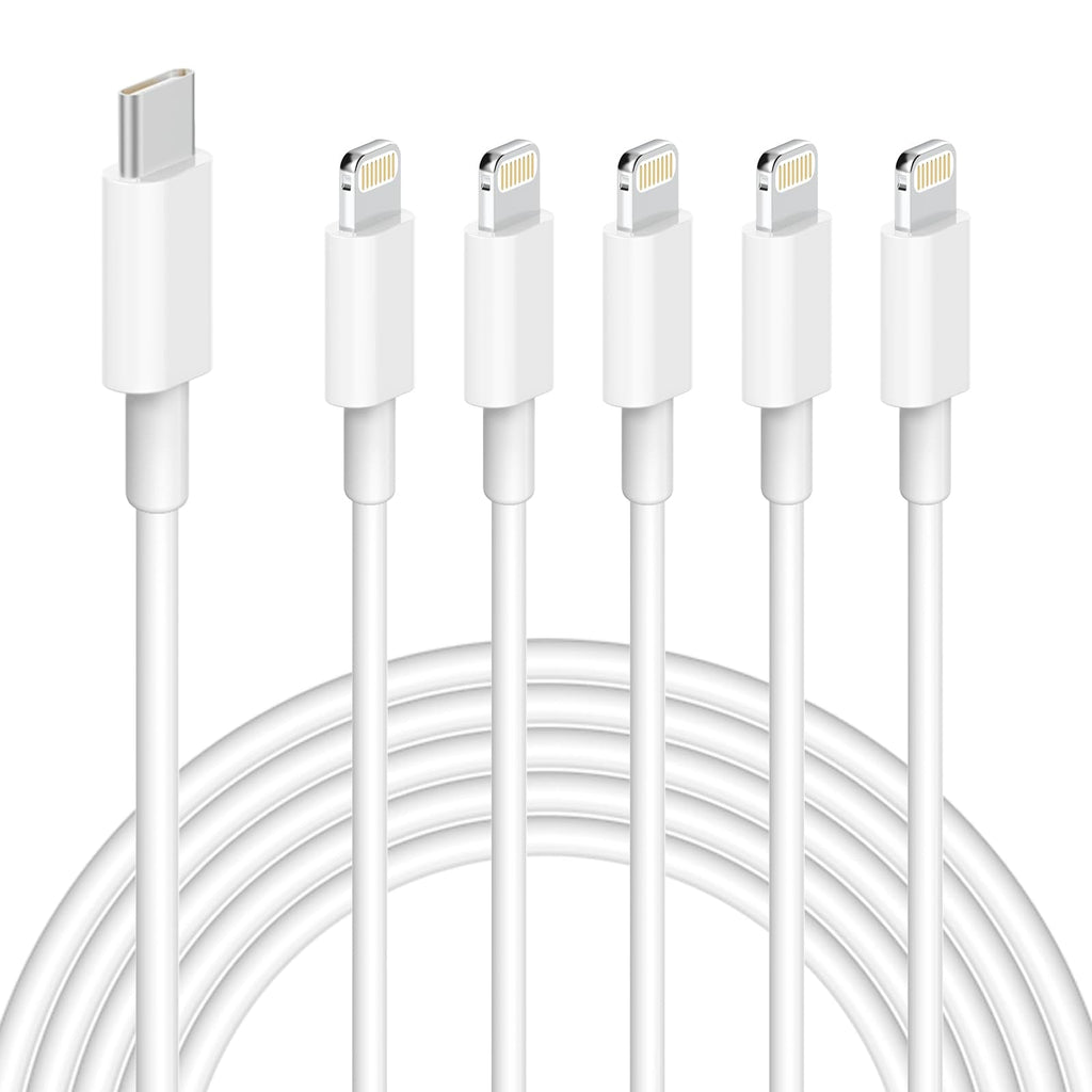 iPhone Charger Fast Charging,USB C to Lightning Cable [Apple MFi Certified] 5Pack 6FT Long Lightning Cable Fast Charging iPhone Charger Cord for iPhone 14 13 12 11 Pro Max XR XS X 8 7 6 Plus SE, iPad White