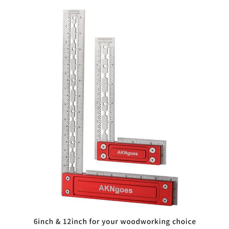 Precision Woodworking Square, Stainless Steel Square with Shoulder Lip, Self Standing for Quick Measurement, Built in Scribe Notches, Framing Tool for Professional Carpentry Use-6 Inch 6 Inch