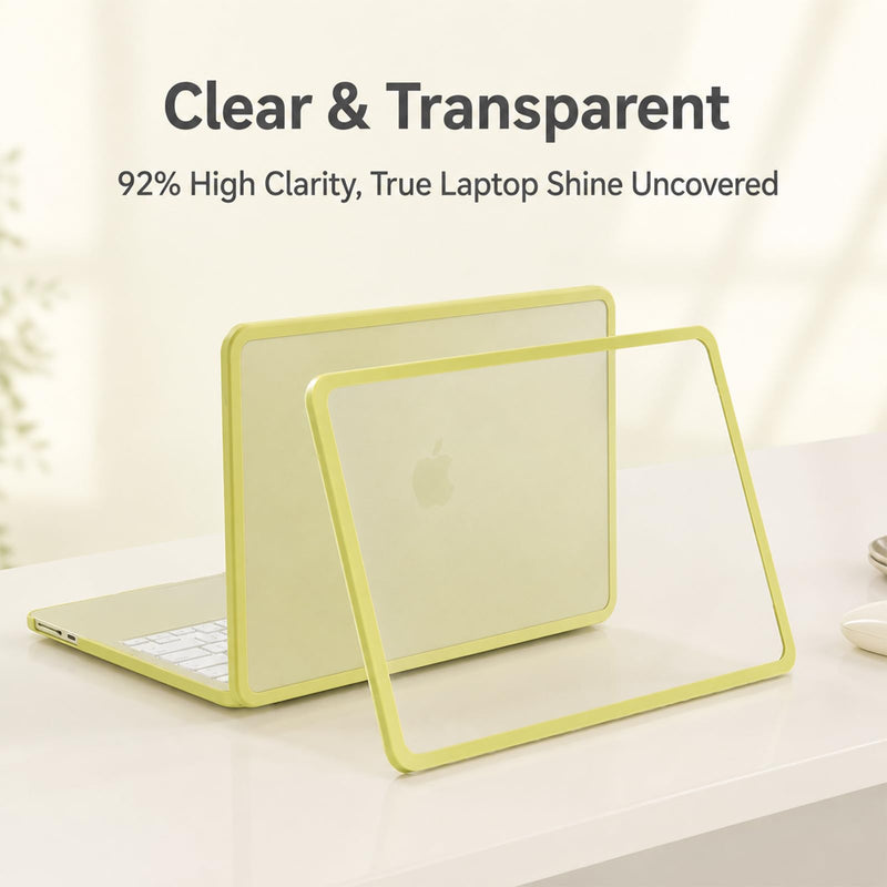3-Piece Set Protector Case for 2026 MacBook Neo 13 Inch | Matte PC shell with screen protector, matching keyboard cover, thickened edges, vented bottom, and precise snap-on fit Yellow