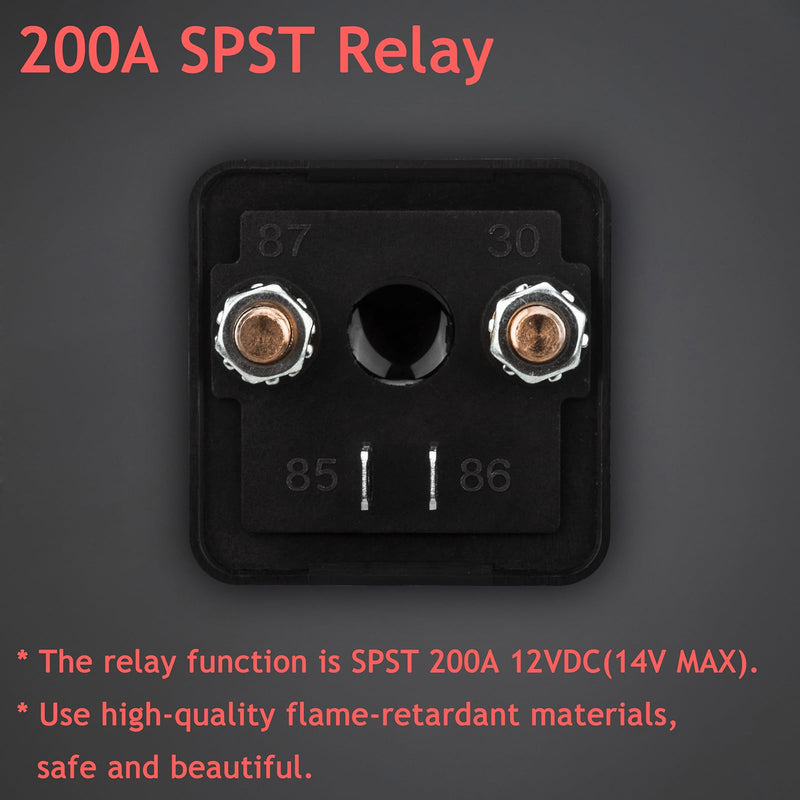 2 Pack 12V 200 Amp Continuous Duty Relay Switch Car Starter Heavy Duty Split Charge 4 Terminal SPST Relays for Truck Boat Marine 200A