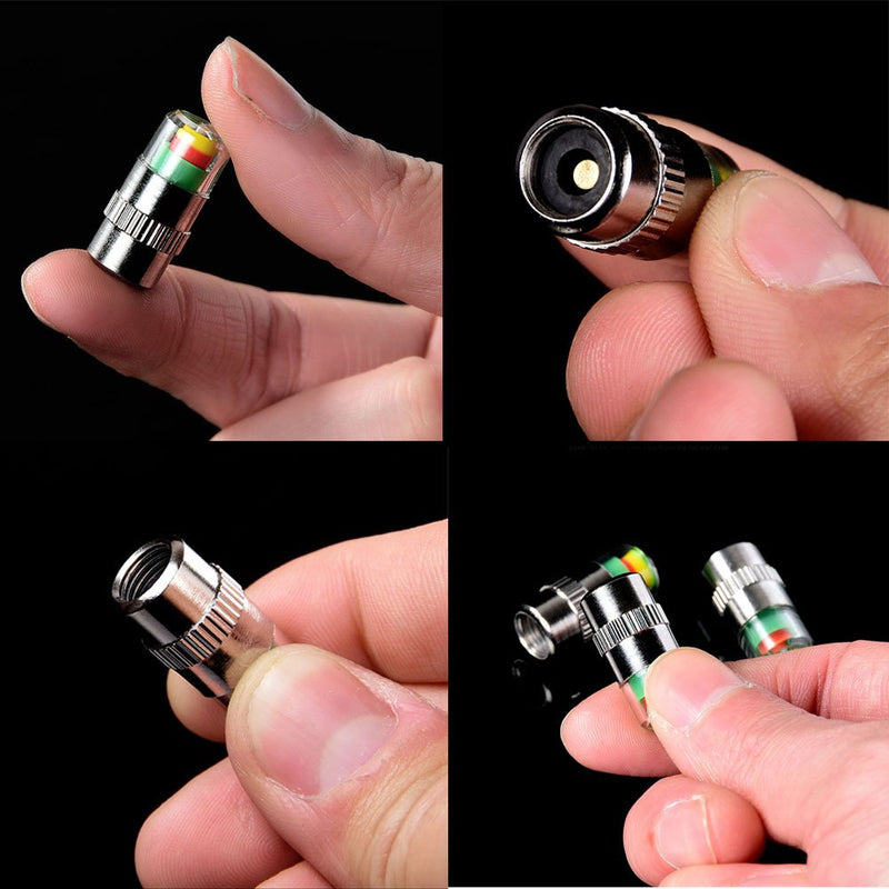 ANKI HAPPIGO 8Pcs 2.2Bar 32-to-35 PSI Car Tire Pressure Monitor Valve Stem Caps Sensor Indicator Easy to Read 3 Color Eye Alert 2.2Bar 32PSI