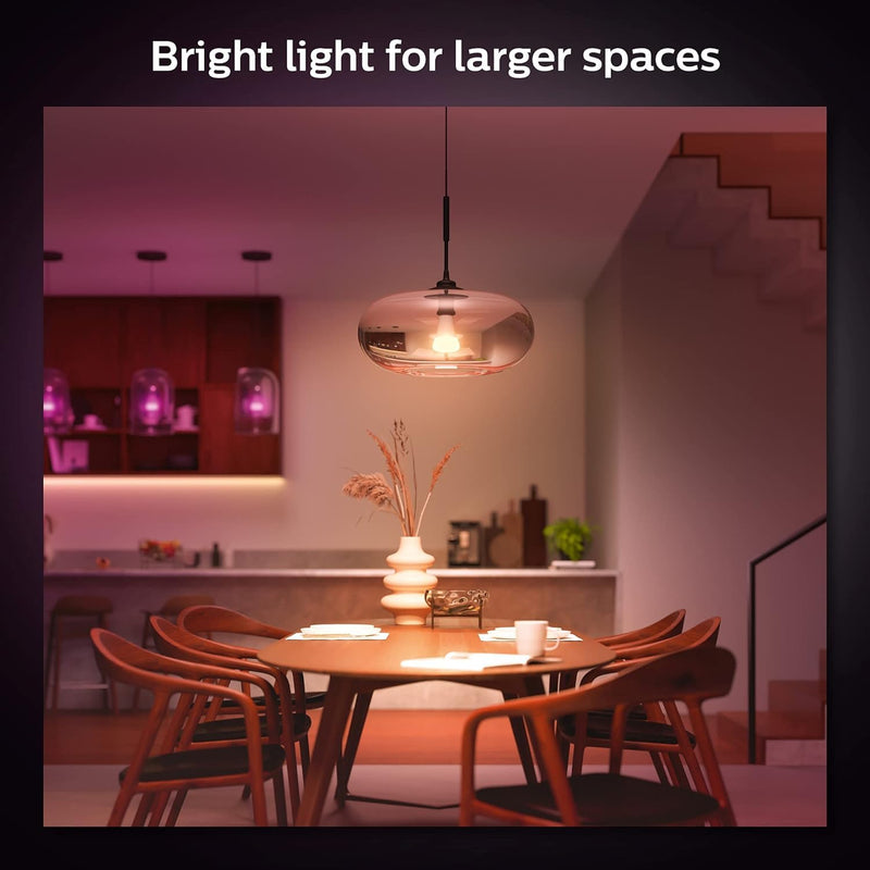 Philips Hue Smart 100W A21 LED Bulb - White and Color Ambiance Color-Changing Light - 1 Pack - 1600LM - E26 - Indoor - Control with Hue App - Works with Alexa, Google Assistant and Apple Homekit Classic
