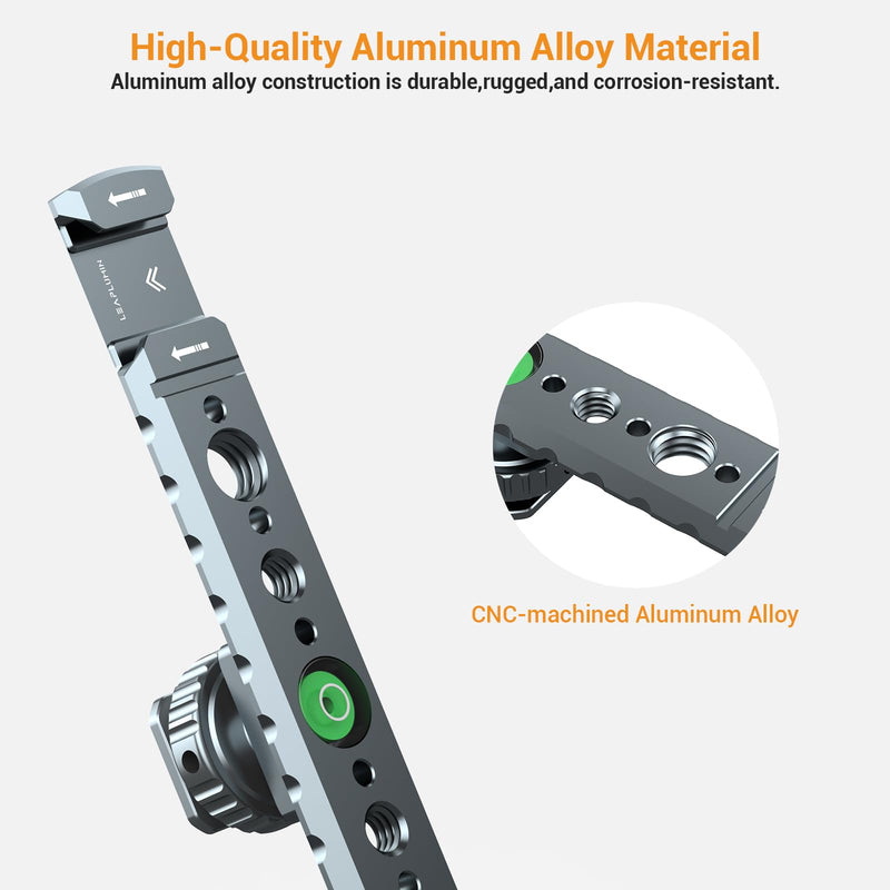 Dual Cold Shoe Mount for Vlogging, Metal Microphone Mount with 1/4" Tripod Screw, Hot Shoe Mount with 4 Screw Holes, Flash Bracket Suitable for DSLR Camera,Microphone Audio Recorder Monitors Gray