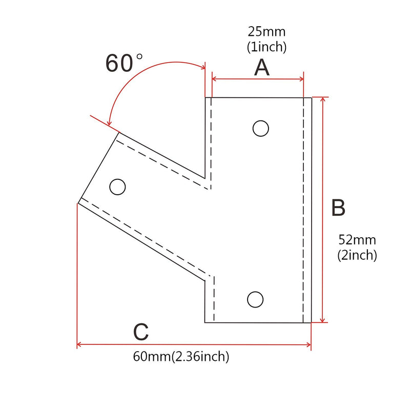 NRC&XRC Marine Grade 316 Stainless Steel Polished Left and Right Hand Rail Fitting- 60 Degree T/Tee for 1" Tube 1"