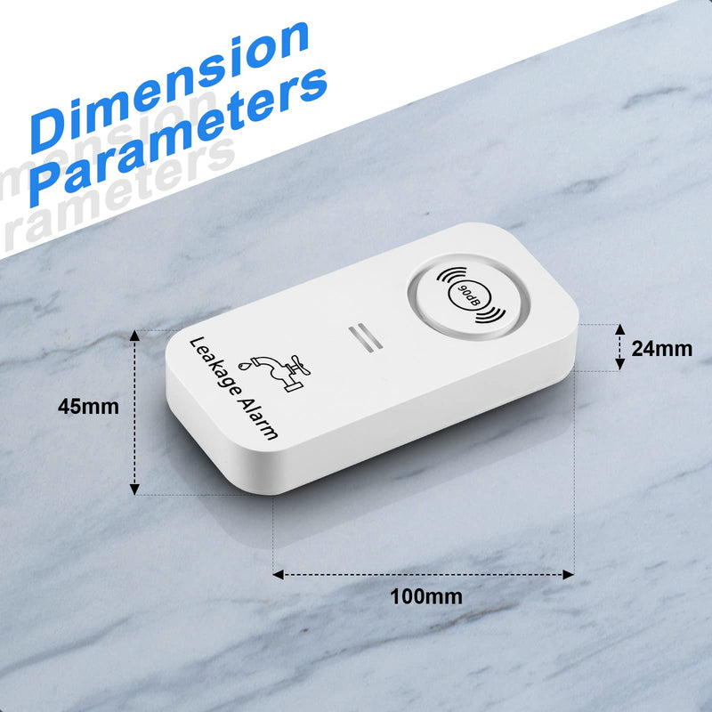 Water Detectors Wireless 90dB Adjustable Audio Alarm Sensor, Sensitive Leak and Drip Alert for Kitchen Bathroom Basement (5 Pack) White-5Pack